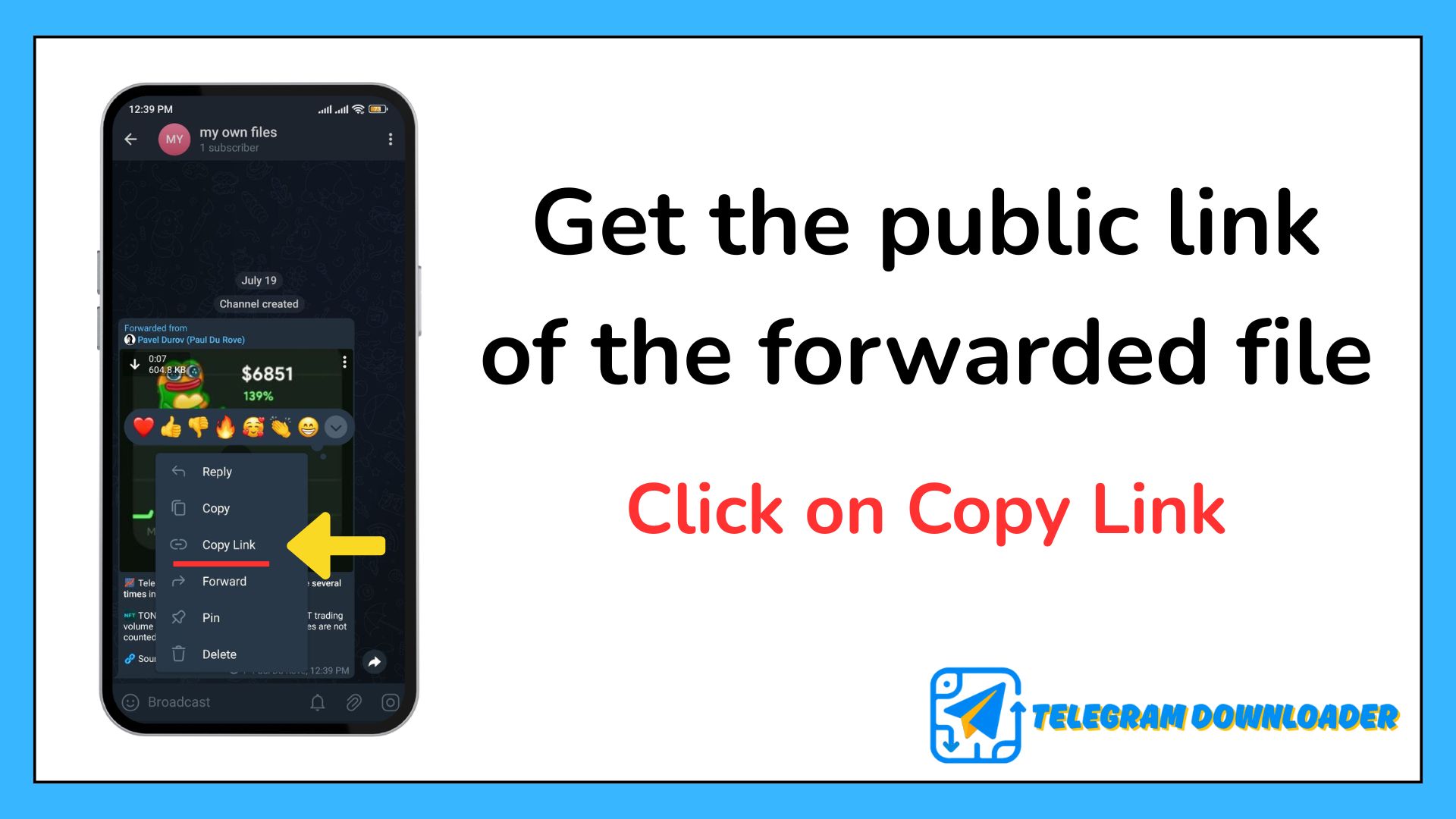 Get the public link of the forwarded file